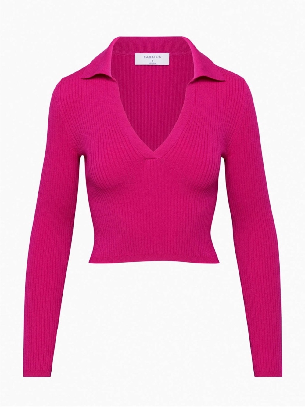 Babaton Fuchsia Ribbed Collared Top - Picture 3 of 5